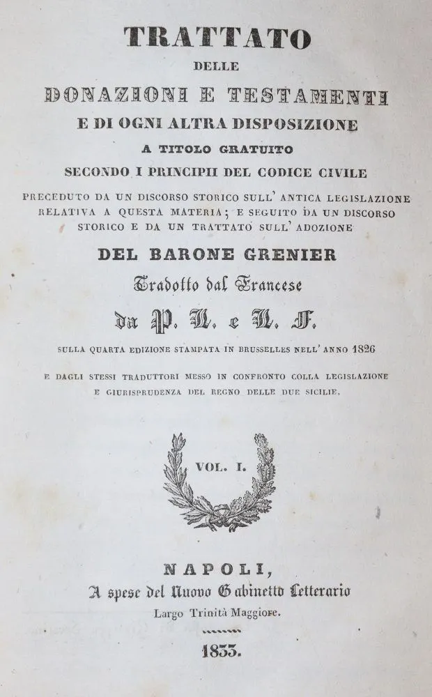 Grenier,(J.). – Traité des donations et testaments et de toute autre disposition