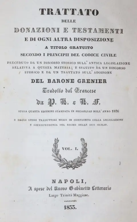 Grenier,(J.). – Traité des donations et testaments et de toute autre disposition