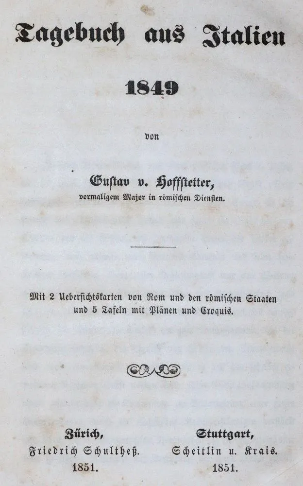 Hoffstetter,G.v. – Tagebuch aus Italien 1849