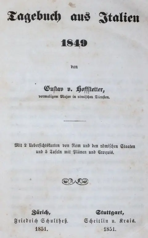 Hoffstetter,G.v. – Tagebuch aus Italien 1849