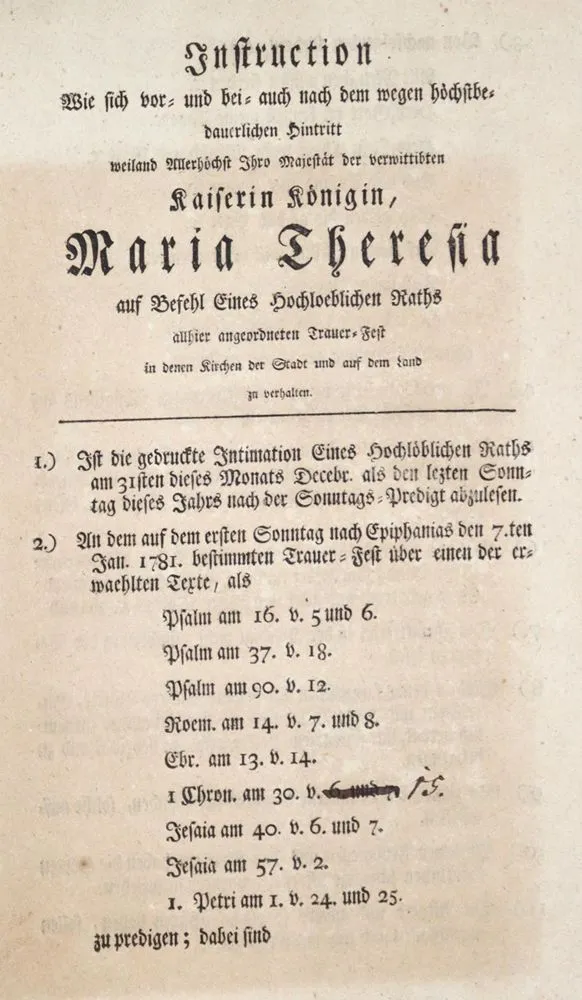 Mandat – sur la mort de Marie-Thérèse d'Autriche