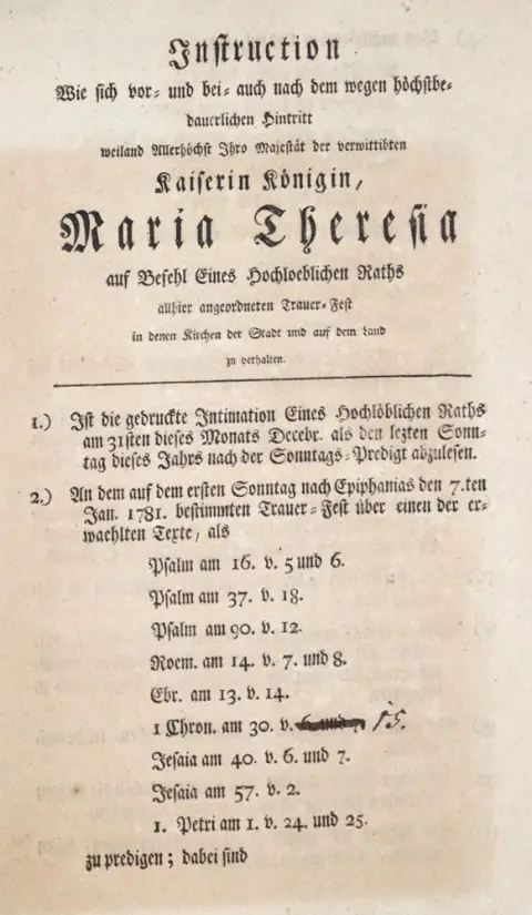 Mandate – on the death of Maria Theresa of Austria