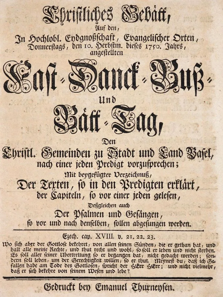 (Thurneysen,J.J.). – Christliches Gebätt, auf den, in hochlobl