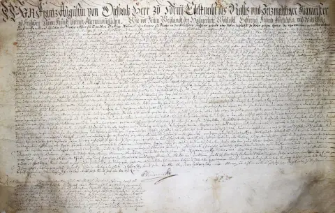 Lehensbrief – для Peter Panillard в Rohr bei Tafers (Fribourg), выданный от имени Franz August von Diesbach