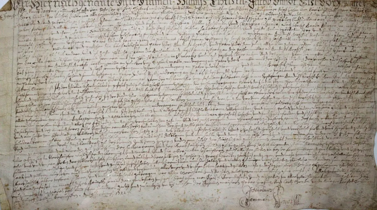 Urkunde. – Deutsche Handschrift auf Pergament, Rohr bei Tafers (Fribourg) 1722