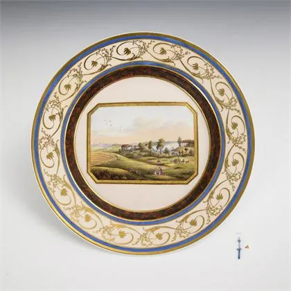 Assiette à vue Biedermeier "Gegend um die Mühle Lauth.". KPM Berlin