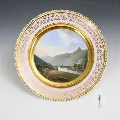 Assiette Biedermeier "Schwarzburger Thal". KPM Berlin