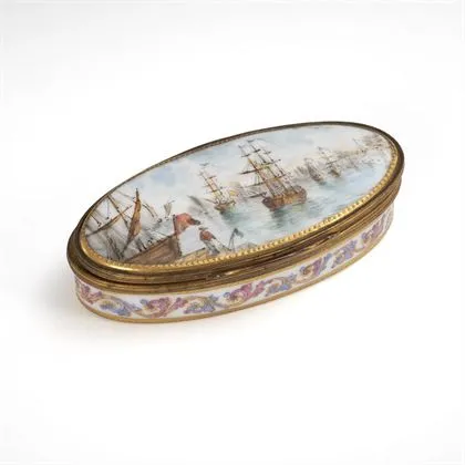 Tabatière avec scène de port. Bloch
