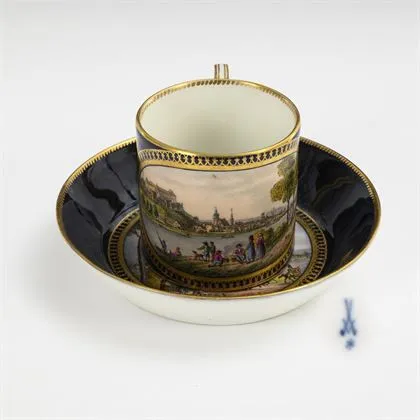 Empire view cup: Moritzburg and Pirna. Meissen