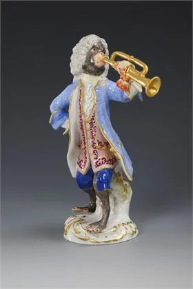 Monkey as trumpeter. Meissen