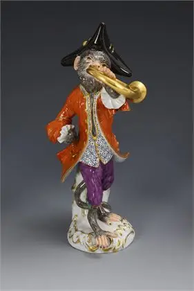 Affe als Waldhornist. Meissen