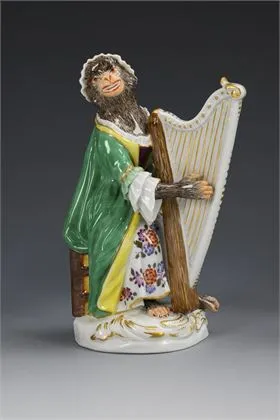 Małpa jako harfistka. Meissen