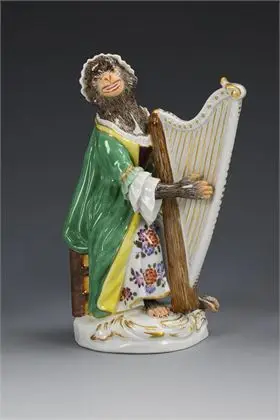 Affe als Harfenistin. Meissen