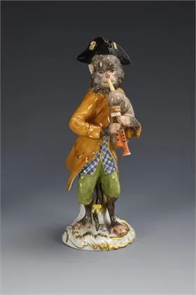 Singe joueur de cornemuse. Meissen