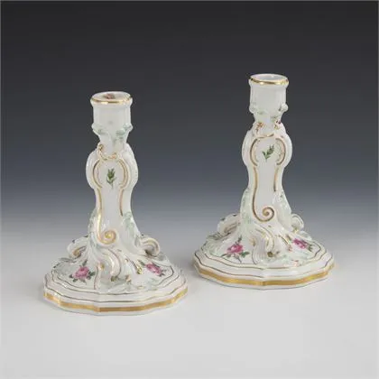 Pár svícnů "Rote Rose". Meissen