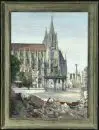 Wirth, G., artiste du 20e s. – Huile/toile, 83 x 66 cm, "Ulm - vue de rue avec cathédrale", signé en bas à droite, daté 1947, lieu