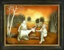 Zufika, Drago, artiste du 20e s. – Peinture sous verre, 29 x 39 cm, "Ziegenhirten", sign. en bas à gauche, daté 1983