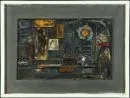 Pogány, Géza, 1927 Szombathely - 2001 – Collage d'objets, polychrome, 39 x 60 cm, intitulé "Komposition", monogrammé et daté 1972, cadre en bois, réf. : Saur,…