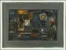 Pogány, Géza, 1927 Szombathely - 2001 – Collage d'objets, polychrome, 39 x 60 cm, intitulé "Komposition", monogrammé et daté 1972, cadre en bois, réf. : Saur,…