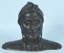 Buste de Dante Alighieri – bronze, patine foncée, env. 31 x 39 x 21 cm, inscrit "Dantes"