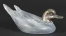 Ente – Kopf 800 Silber, Körper bläuliches Glas mit geätzter Wandung, 6,5 x 7,5 x 14 cm;