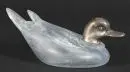 Canard – tête en argent 800, corps en verre bleuâtre avec paroi gravée, 6,5 x 7,5 x 14 cm