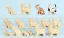 Chats, 17 pièces – bois, 2 colorés, H= 4,5-11 cm