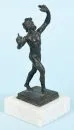 Dancing Faun of Pompeii – bronze figurine, dark patina, on white marble base, total H= 21 cm