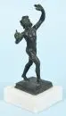 Faune dansant de Pompéi – figurine en bronze, patine foncée, sur socle en marbre blanc, H totale = 21 cm