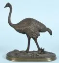 Ostrich – bronze figurine, dark patina, on oval base with plants and shells, H= 20.5 cm, probably 19th c.