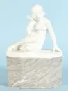 Female nude with bowl – alabaster figurine, on stone base, H= 26.5 cm, base (slightly chipped) signed on reverse "G. Matarress 326."