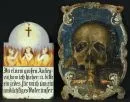 Devotional plaques, 2 pieces – Metal, each hand-painted, "Memento Mori" and "Poor Souls", various shapes, H= 26/33 cm, 18th/19th c.;