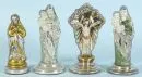 Heiligenbeelden, 4 stuks – boerensilver, deels polychroom, H= 18,5-22 cm, 3 Mariabeelden, 1 Christus, circa 1900;