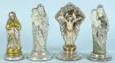 Figures de saints, 4 pièces – argent paysan, partiellement polychrome, H= 18,5-22 cm, 3 figures de Marie, 1 Christ, vers 1900 ;
