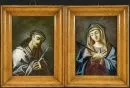 Peintures sous verre, 2 pièces "Ecce Homo et Mère des Douleurs"