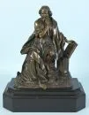 St. Matthew – bronze figure, dark patina, seated with stylus and scroll, H= 32.5 cm, on black marble base…