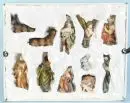Figurines de crèche, 11 pièces – matière synthétique, H= 3-14 cm, entre autres Sainte Famille, Rois Mages