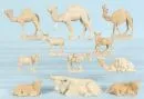 Krippenfiguren, 11 Stück - Tiere – Holz, H= 5-14 cm, u.a. Esel, Kamele, Ochsen;