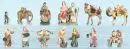Figurines de crèche, 13 pièces – Matière synthétique, polychrome, H= 7-13 cm, entre autres Sainte Famille, paysans, chameaux