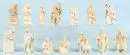 Figurines de crèche, 14 pièces – bois, H= 10-17 cm, bergers et paysans