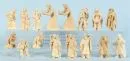 Figurines de crèche, 16 pièces – bois, H= 10-18 cm, bergers et paysans