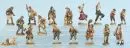 Figurines de crèche, 17 pièces – bois, polychrome, H= 4-15 cm, principalement paysans