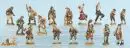 Figurines de crèche, 17 pièces – bois, polychrome, H= 4-15 cm, principalement paysans