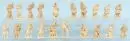 Figurines de crèche, 20 pièces – bois, H= 8-11 cm, principalement bergers et paysans