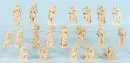 Figurines de crèche, 20 pièces – bois, H= 8-12 cm, principalement bergers et paysans
