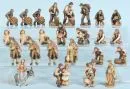 Nativity figures, 24 pieces – wood, polychrome, H= 5-8 cm, mostly shepherds and peasants
