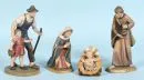 Krippenfiguren, 4 Stück – Holz, farbig gefasst, H= 7-20 cm, Hl. Familie und Bauer mit Mädchen;