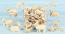 Krippenfiguren, ca. 40 Stück - Tiere – Holz, H= 3-8 cm, meist Schafe und Hunde;