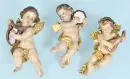 Anges musiciens, 3 pièces – bois, polychrome, H= 19 cm
