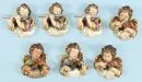 Anges musiciens, 7 pièces – demi-figures, bois, polychrome, H= 11 cm